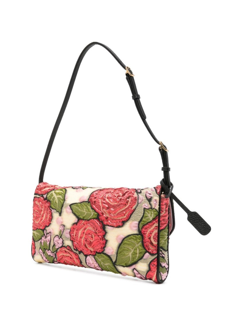 Valentino Garavani Rectangular Embroidered Bag With Adjustable Strap And Gold Emblem