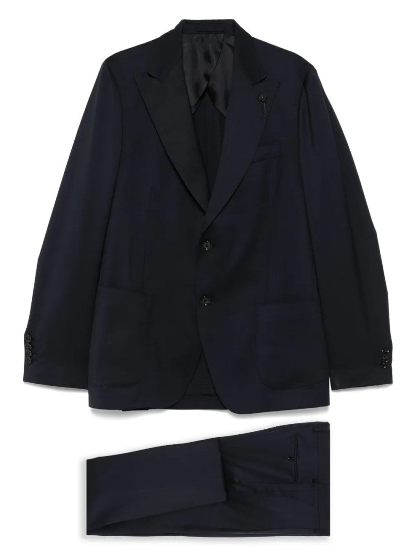 Lardini Black Tailored Suit With Notch Lapels