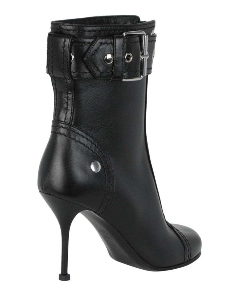 Alexander Mcqueen Buckle Detailed Ankle Boots