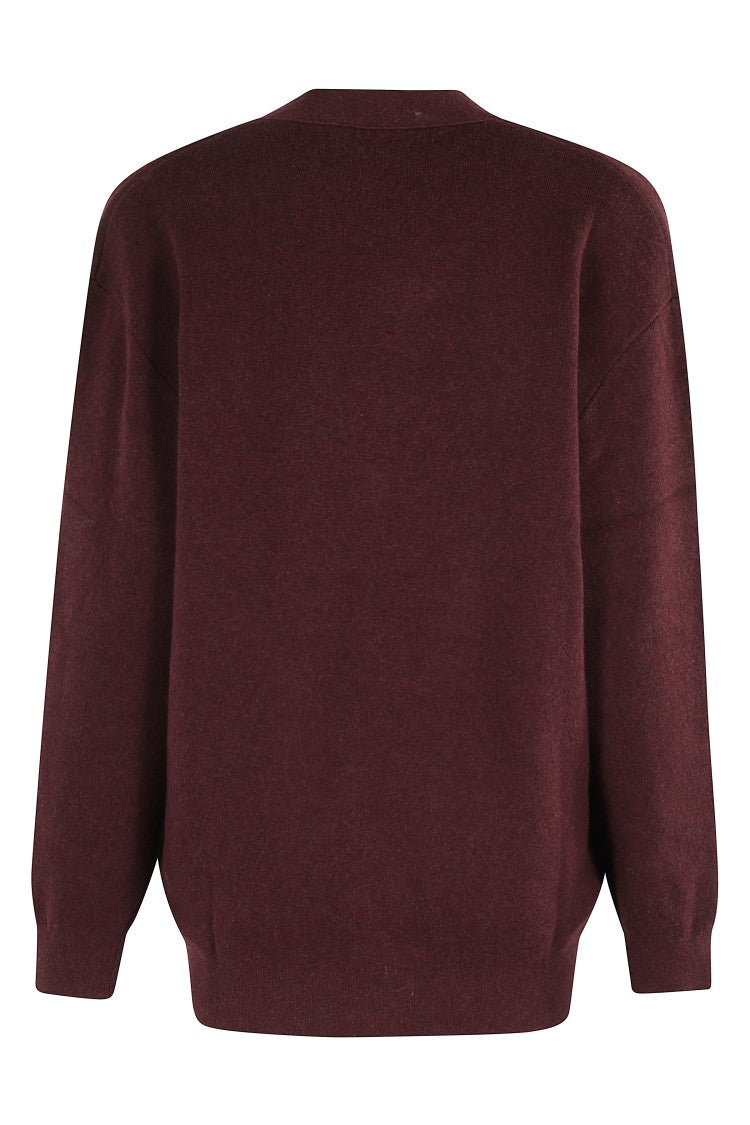 Isabel Marant Étoile V-Neck Burgundy Cardigan With Center Button Closure