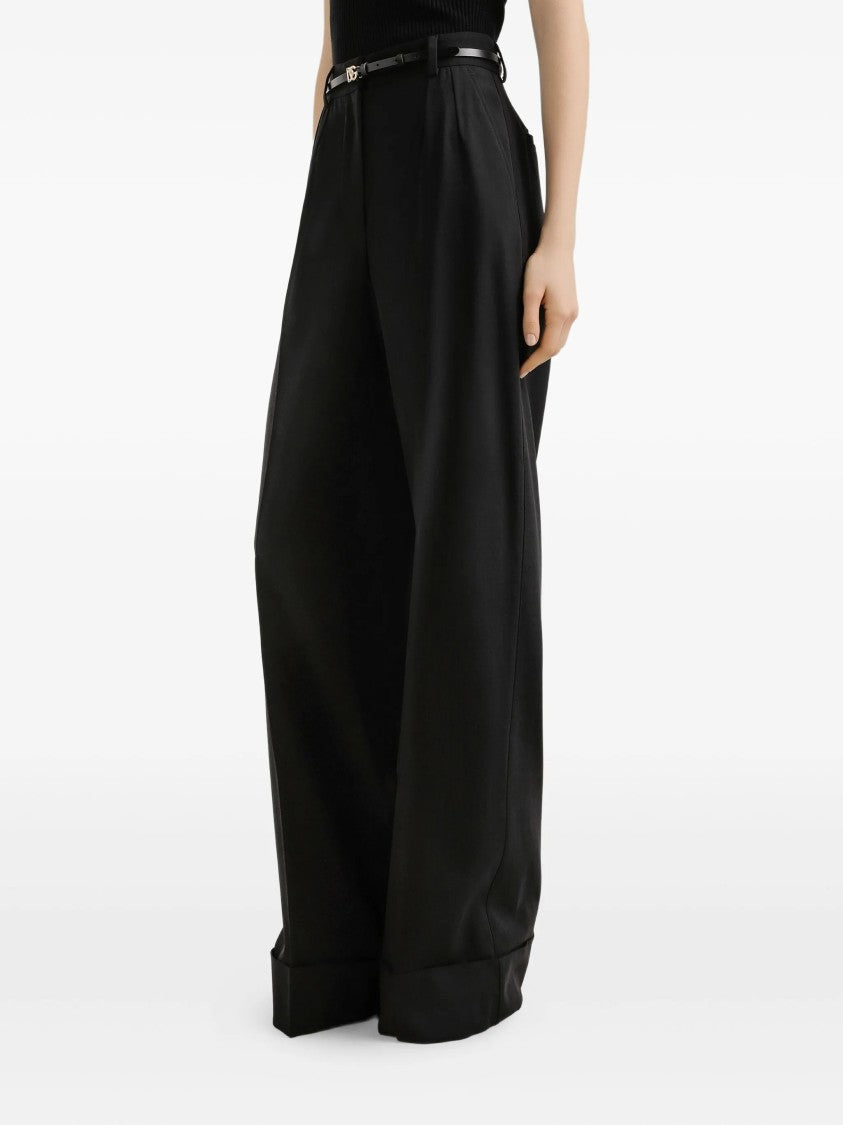 Dolce & Gabbana High-Waisted Wide-Leg Tailored Wool Trousers