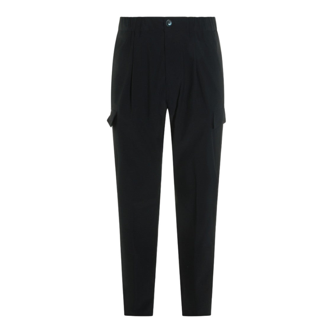 Herno Tapered Black Trousers With Elastic Waistband And Flap Pockets