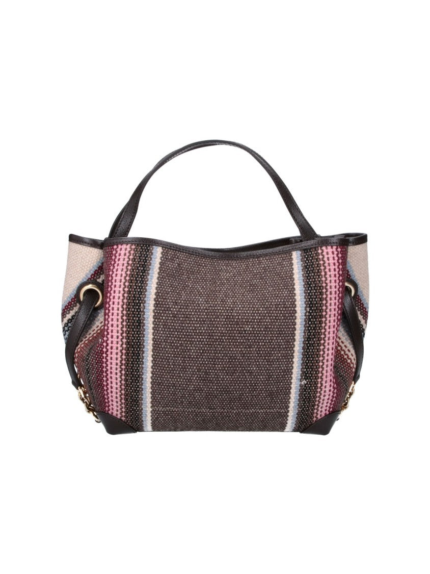 Chloé Brown Clover Striped Wool-Blend Tote Bag