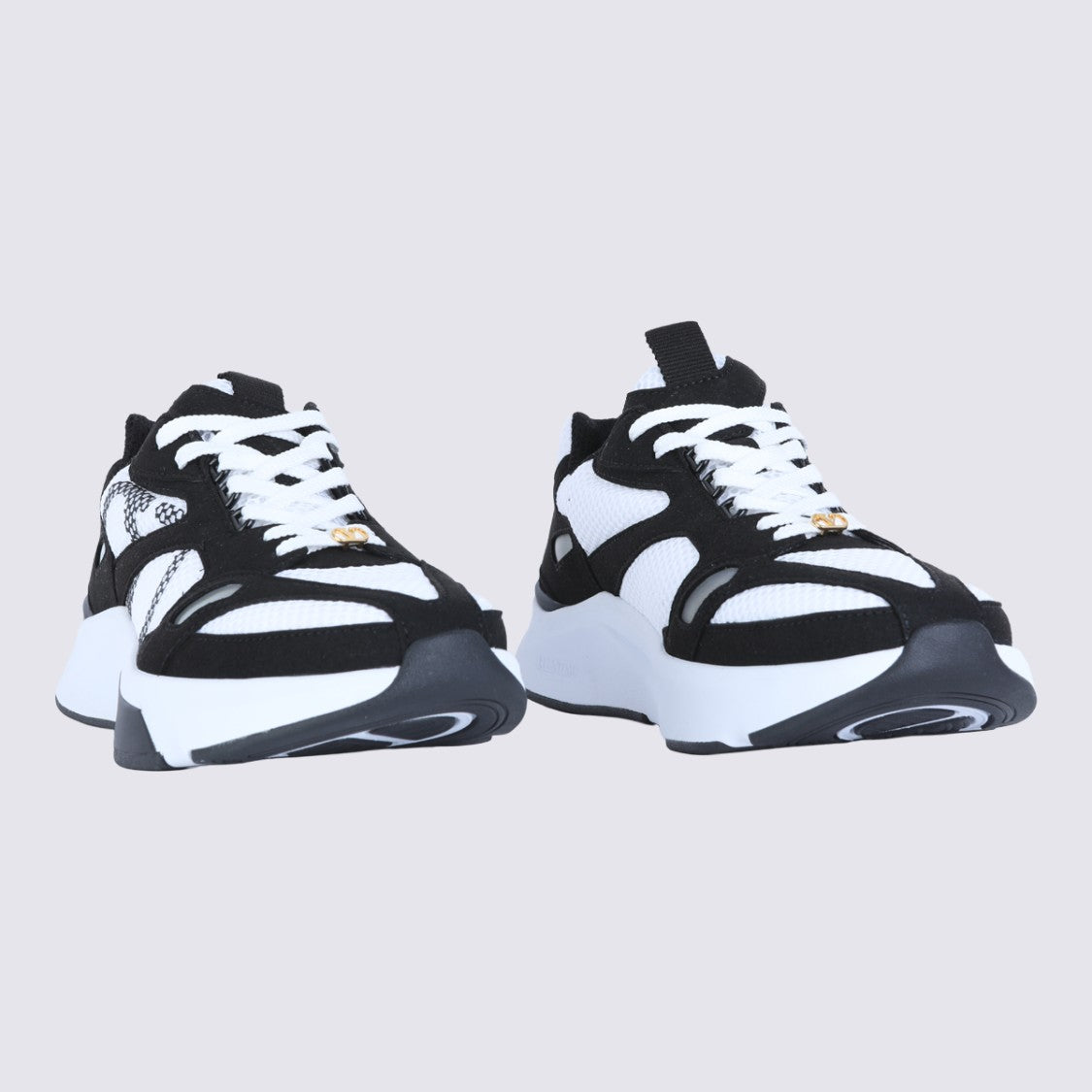 Valentino Garavani White Mesh Suede Demivee Sneakers