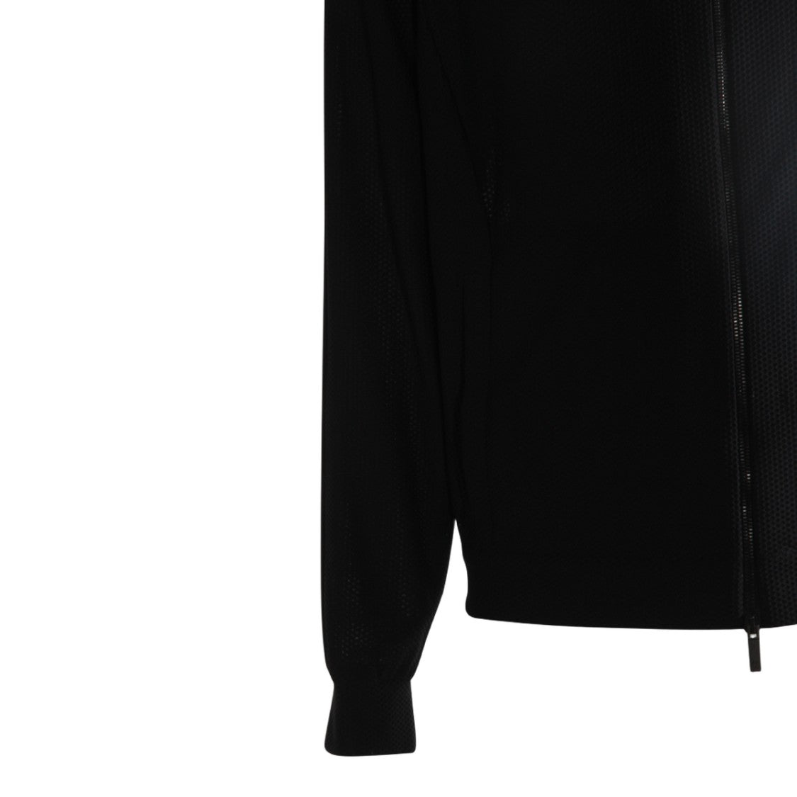 Giorgio Armani Black Jacket With Textured Fabric And Hood