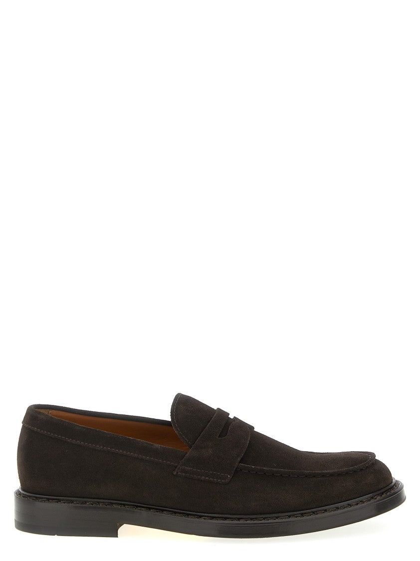 Doucal's Penny Strap Suede Loafers With Embossed Tub Stitching