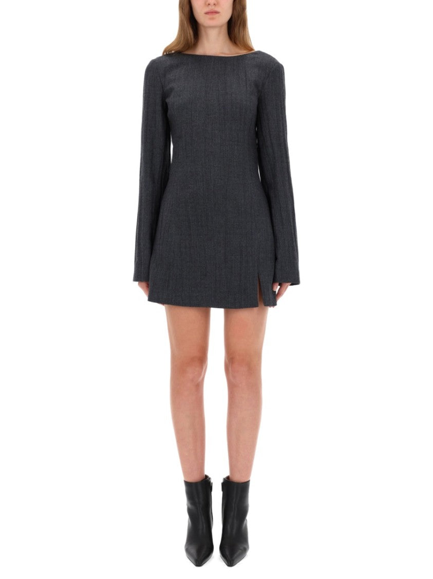 Our Legacy Fitted Mini Dress With Deep Scoop Back And Ribbed Texture