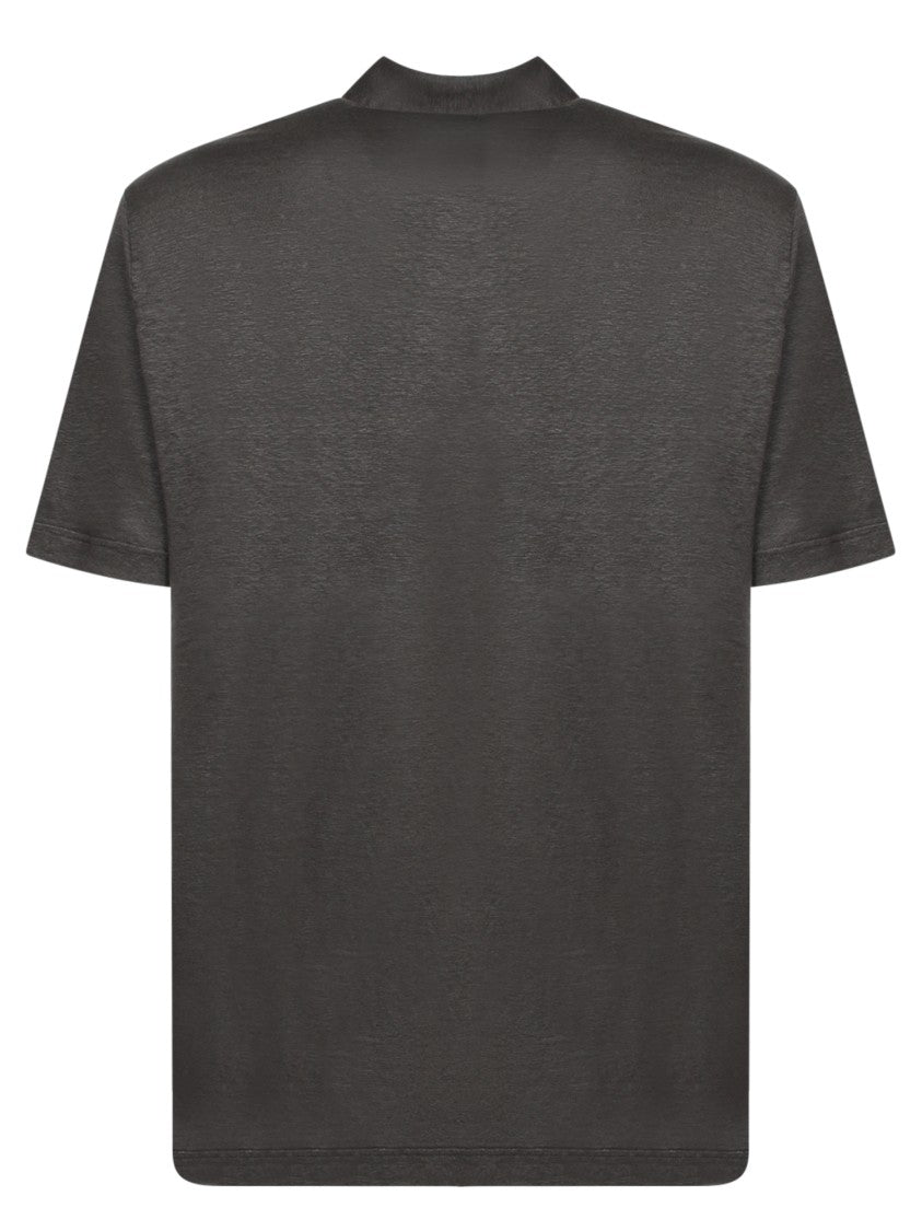 Dell'oglio Linen Polo Shirt With Three-Button Collar