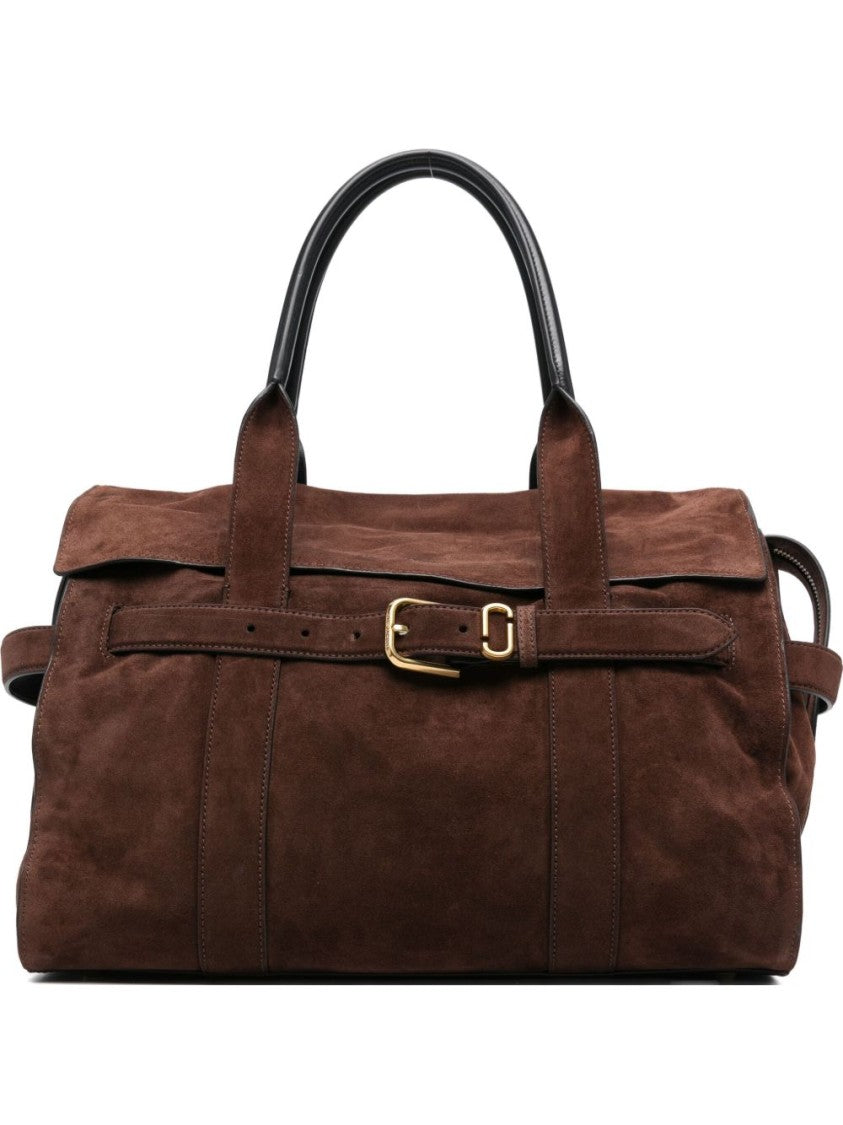 Marc Jacobs Structured Brown Cowhide Handbag With Gold-Tone Accents