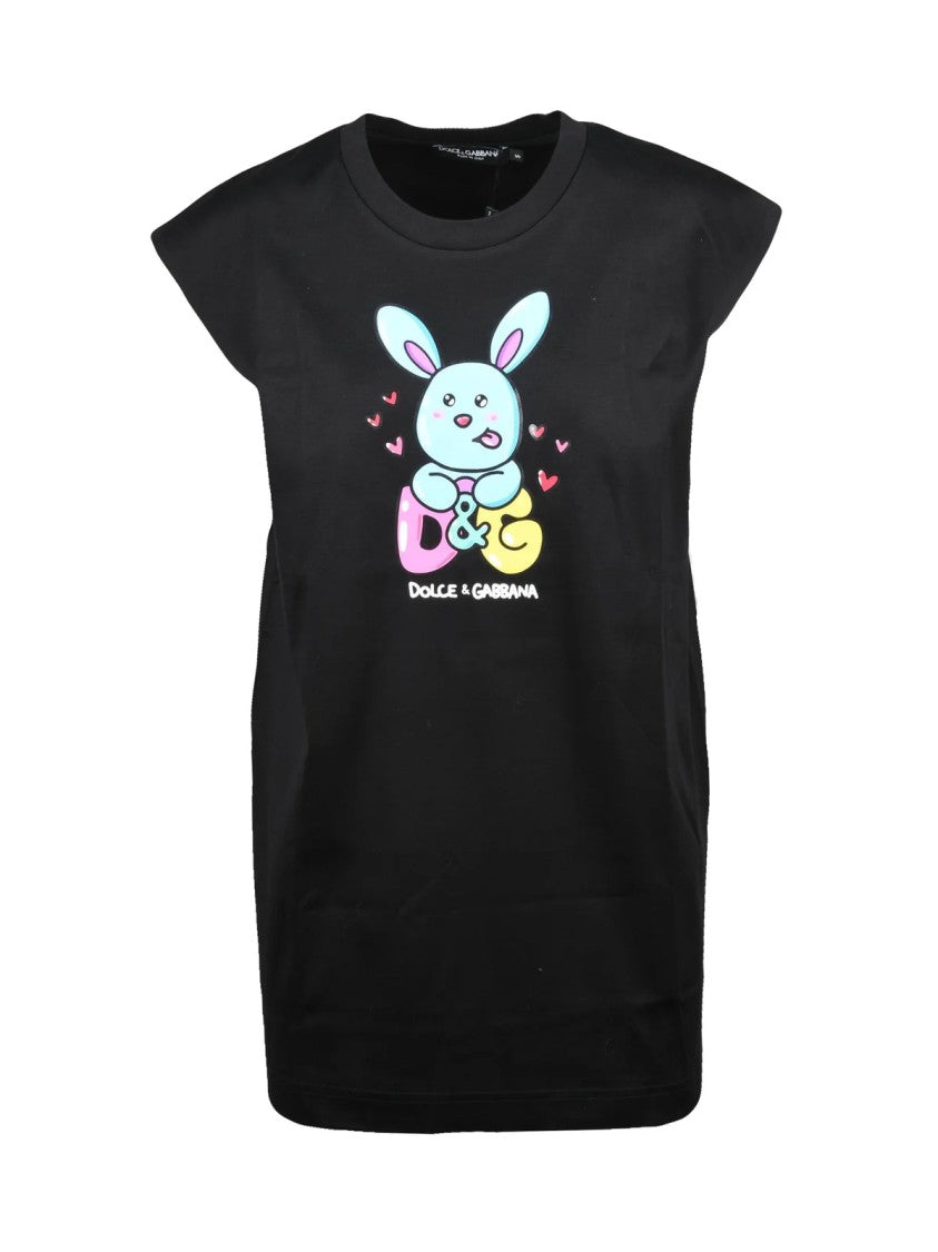 Dolce & Gabbana Black Playful Graphic Relaxed Fit Cotton T-Shirt