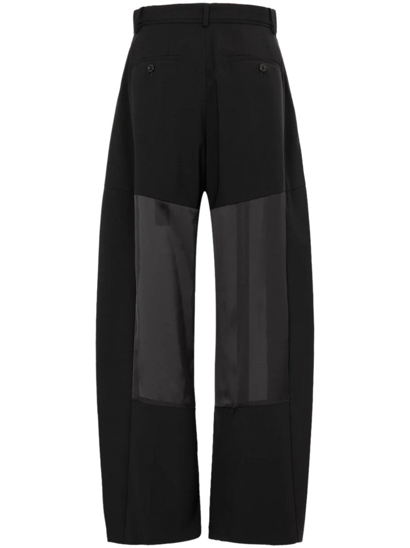 Sacai Wide-Leg Cropped Trousers With Satin-Like Panels