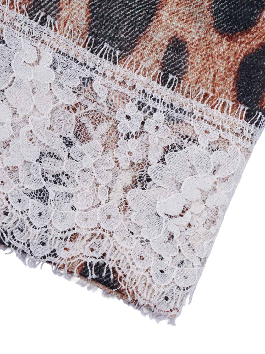 Ermanno Scervino Animal Print Floral Foulard Scarf