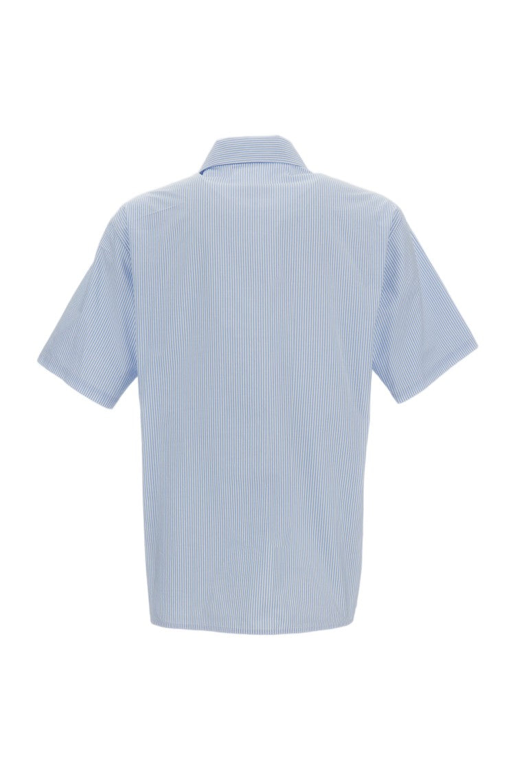 Mm6 By Maison Margiela Light Blue Striped Cotton Short-Sleeve Shirt