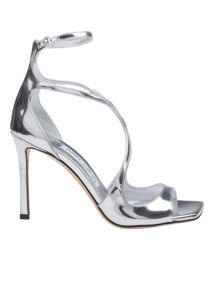 Jimmy Choo Sandal Azia 95 In Metallic Leather Color Silver