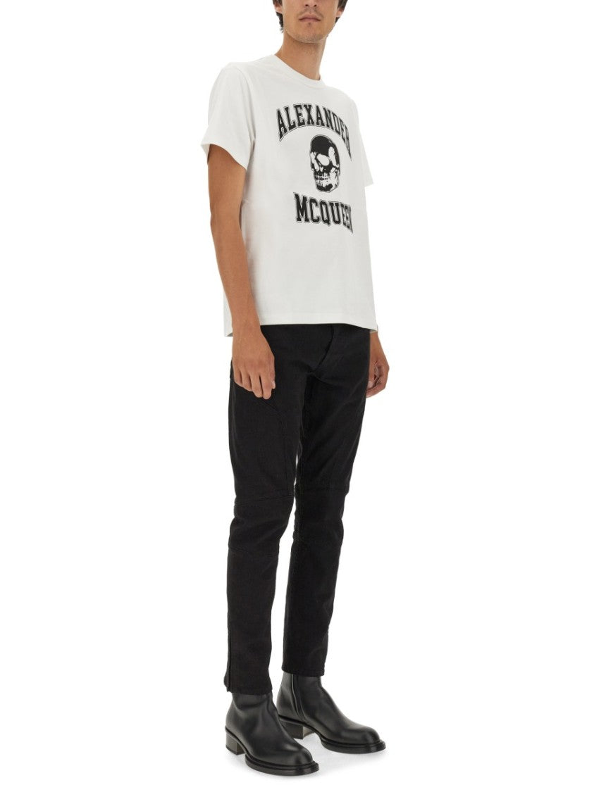 Alexander Mcqueen Skull Logo Cotton T-Shirt