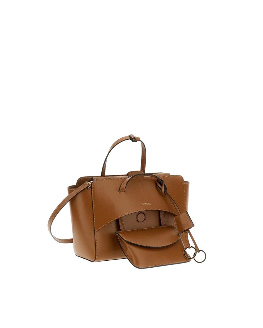 Hidesins Structured Calf Leather Flap Handbag With Adjustable Shoulder Strap