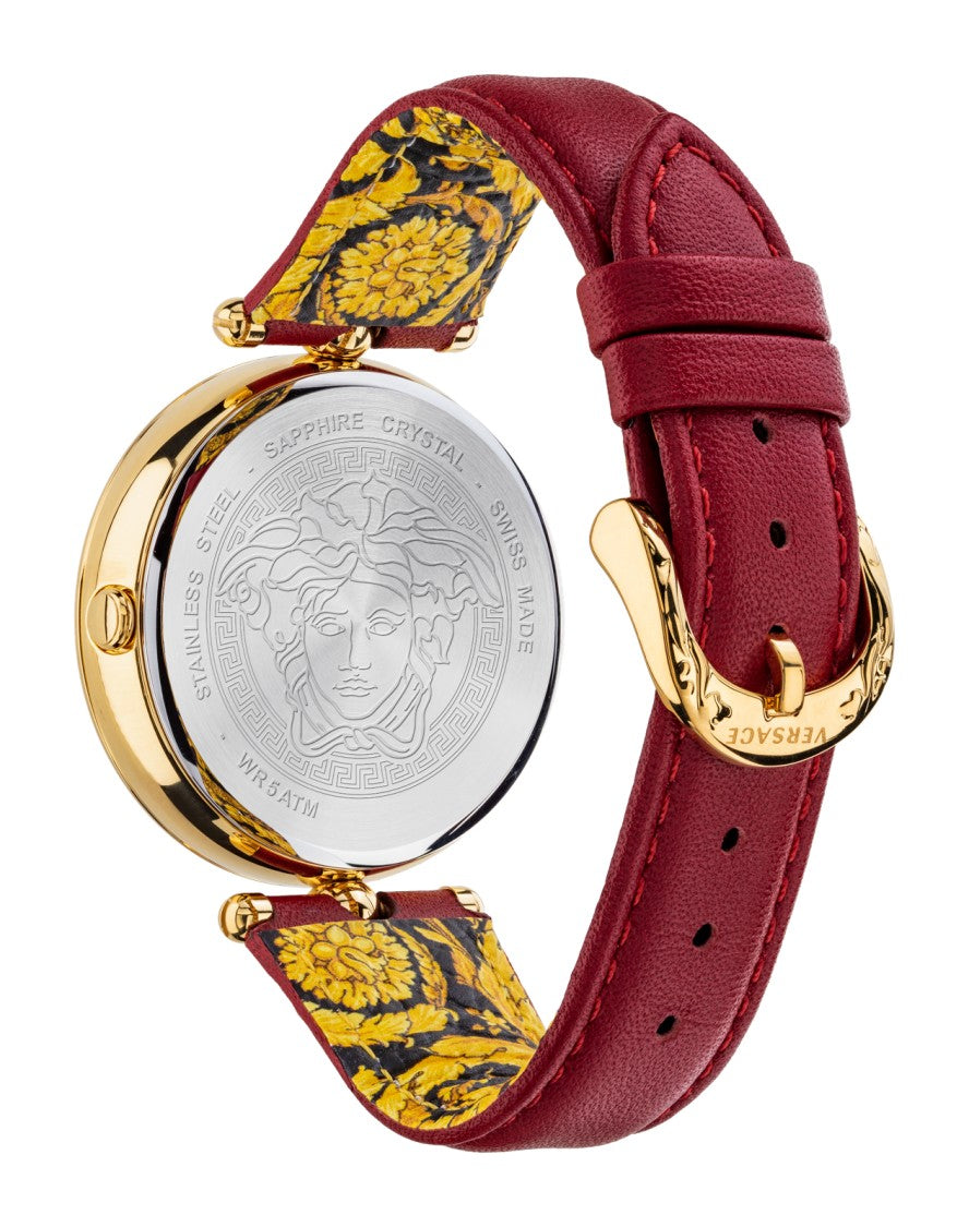 Versace Palazzo Empire Barocco Gold-Tone Watch With Red Dial