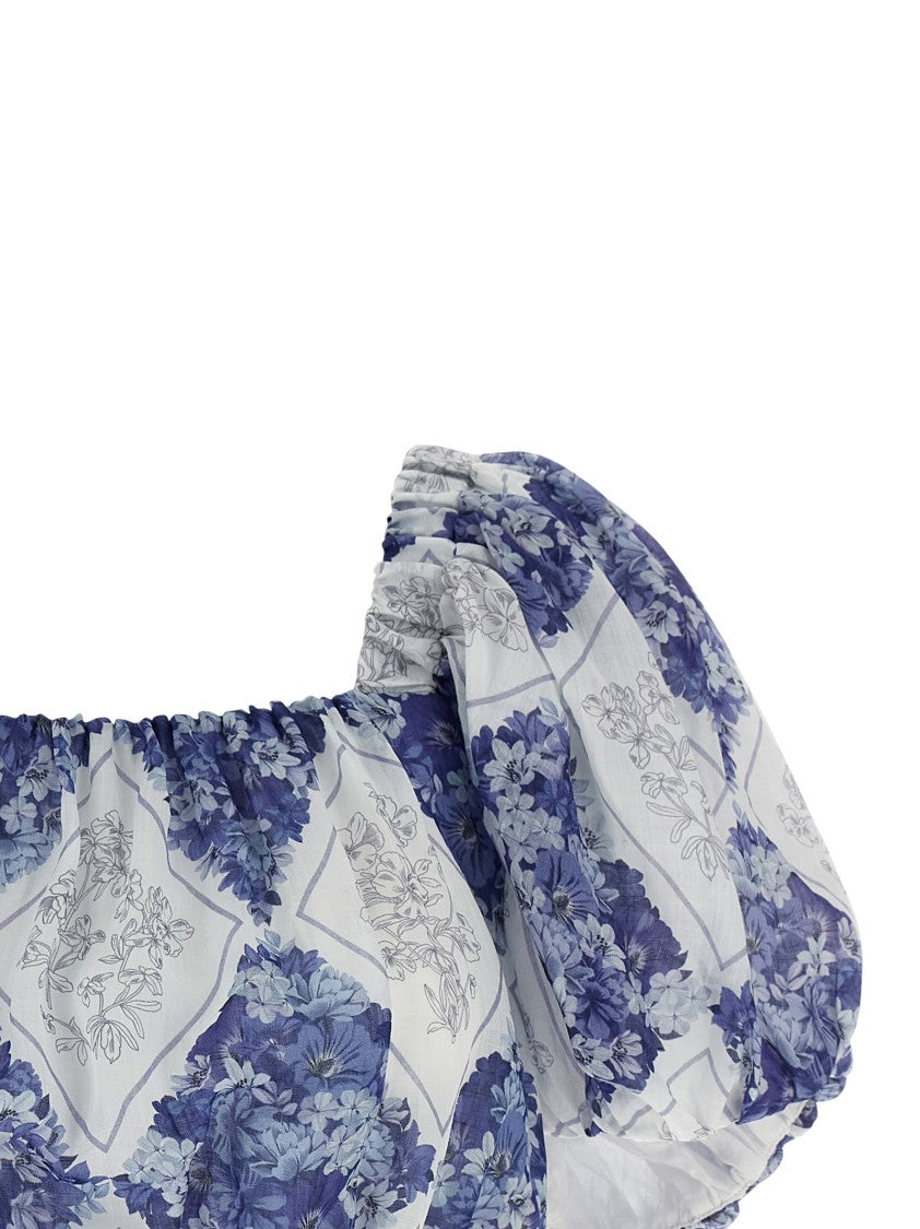 Twin-Set Floral-Patterned Ramie Blouse