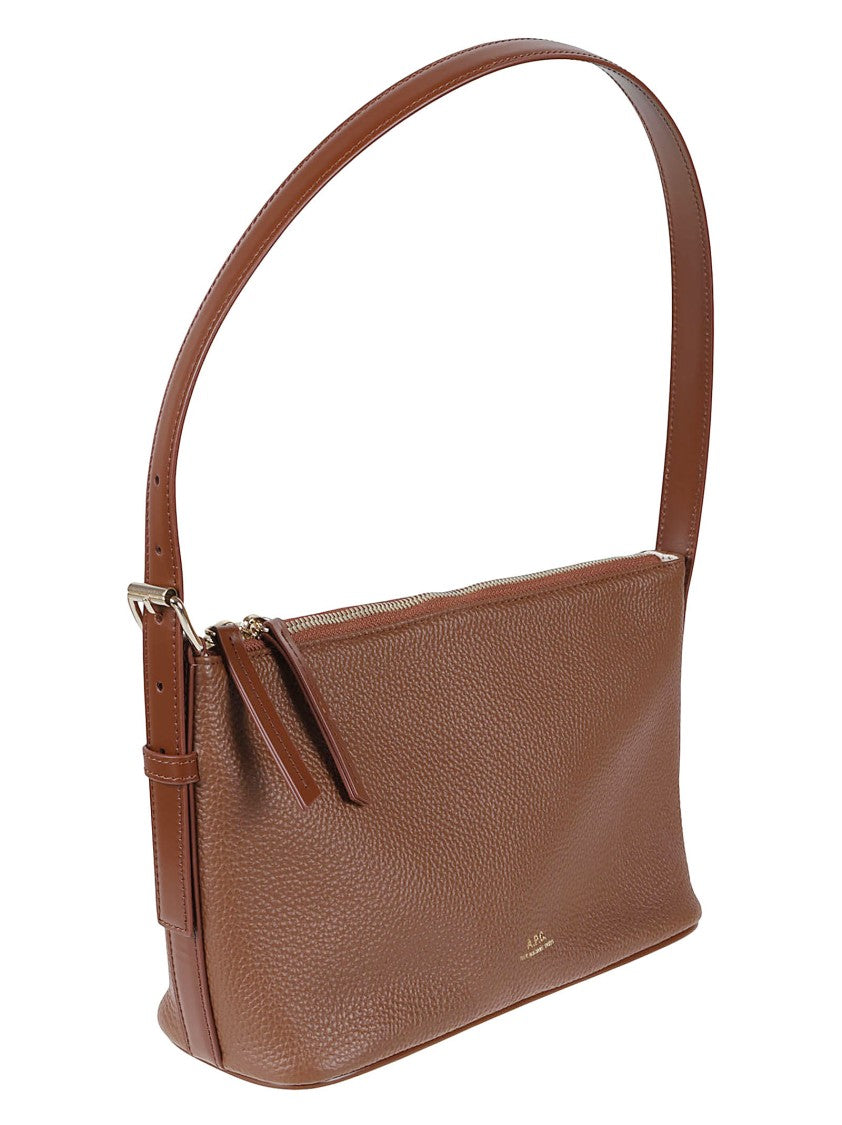 A.P.C. Black Pebbled Leather Zip Shoulder Bag