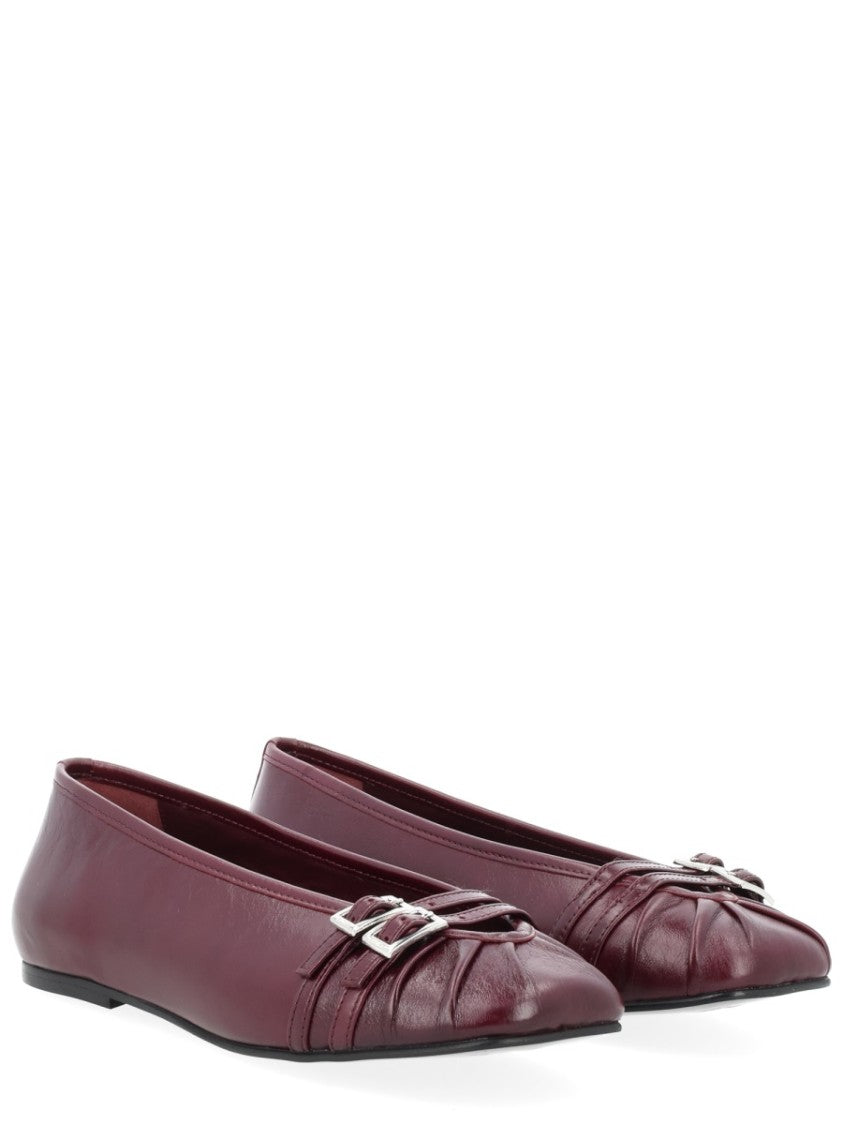 Alohas Goat Leather Pointed Buckles Flats
