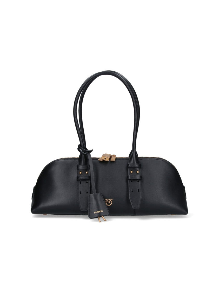 Pinko Structured Black Handbag With Versatile Carrying Options