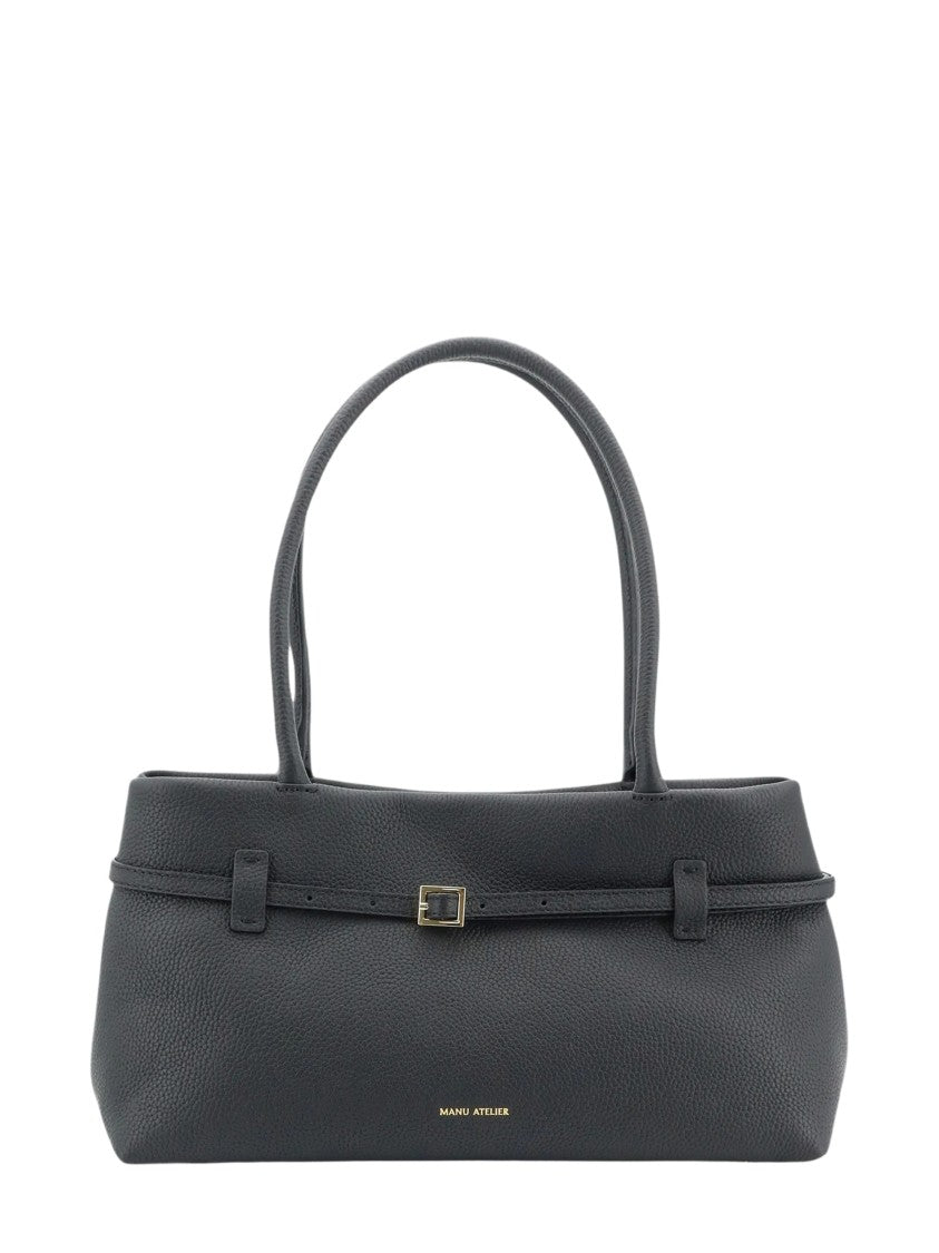 Manu Atelier Gray Le Cambon Textured Leather Handbag