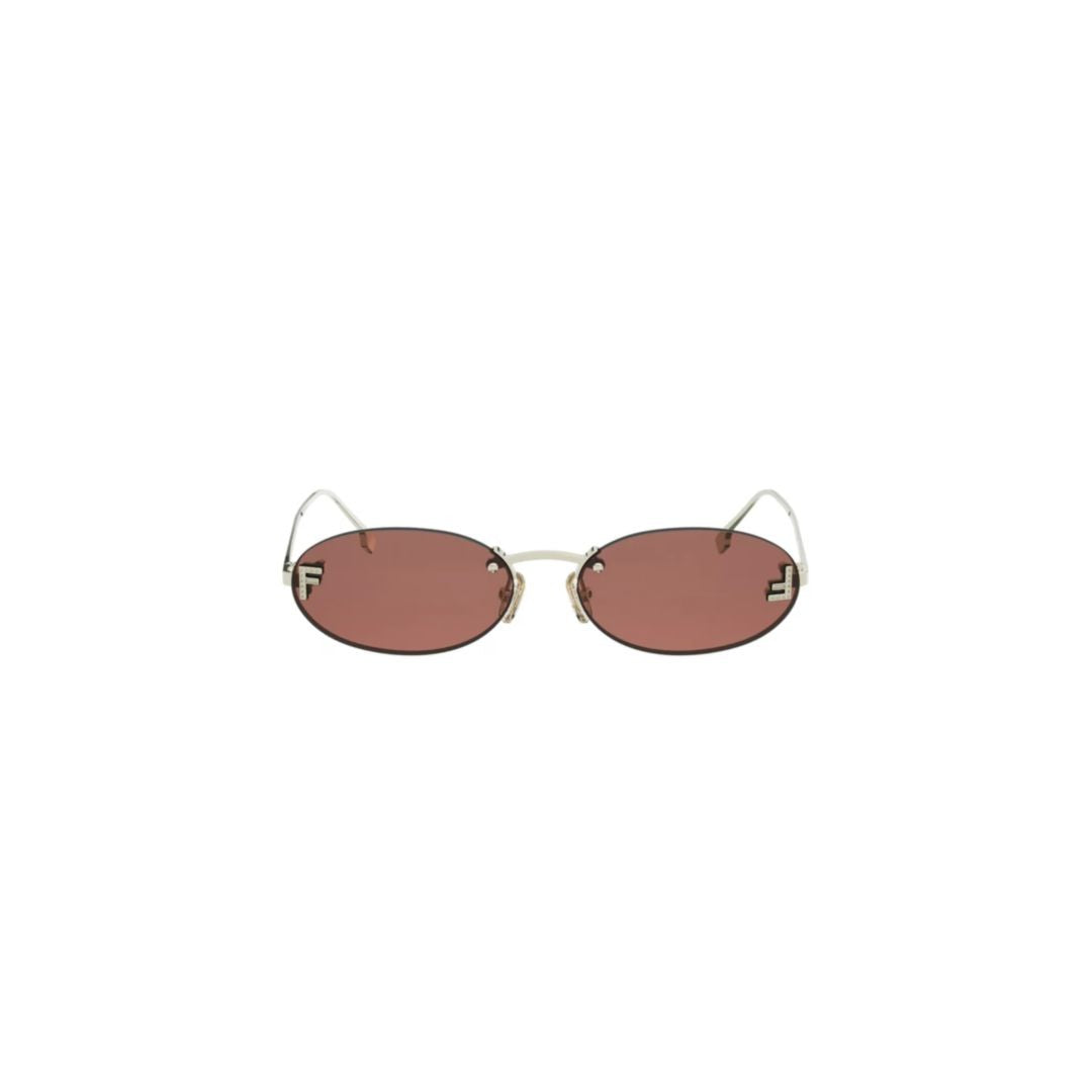 Fendi Fe4075us Oval-Shaped Metallic Frame Sunglasses