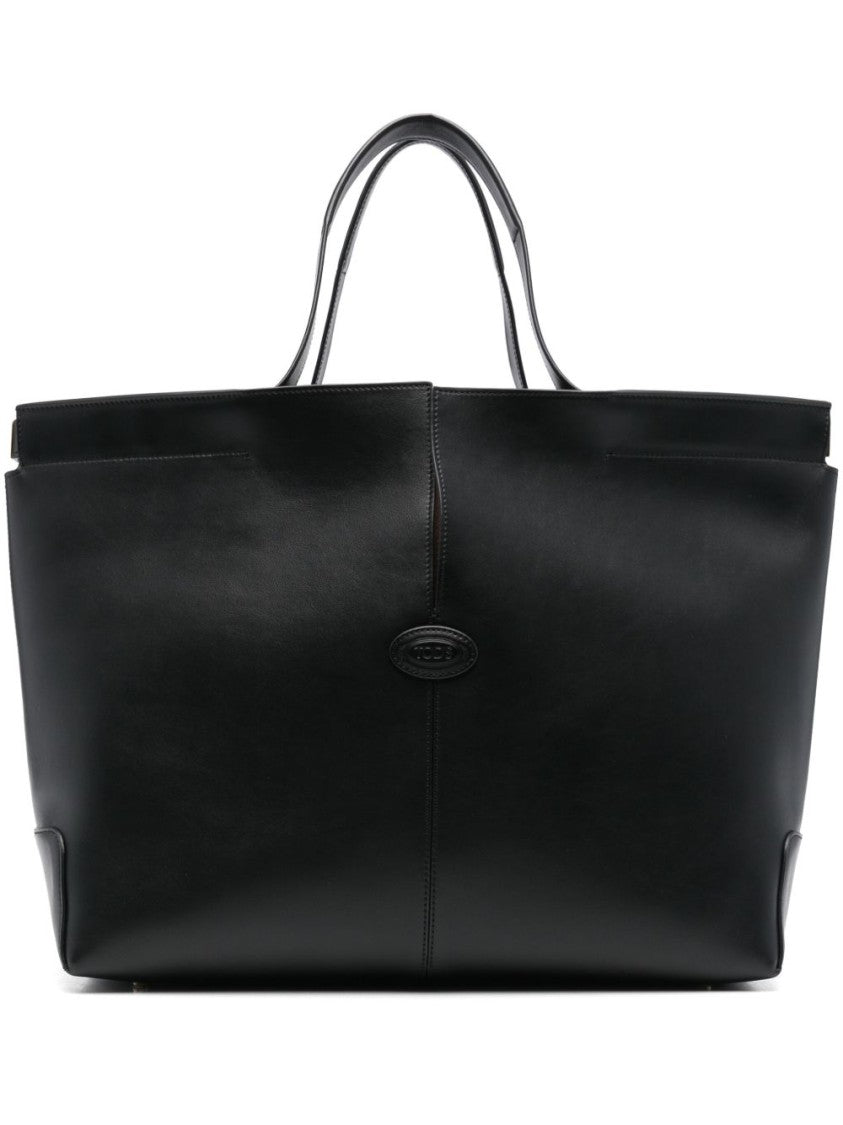 Tod's Black Gold Clasp Removable Pouch Tote