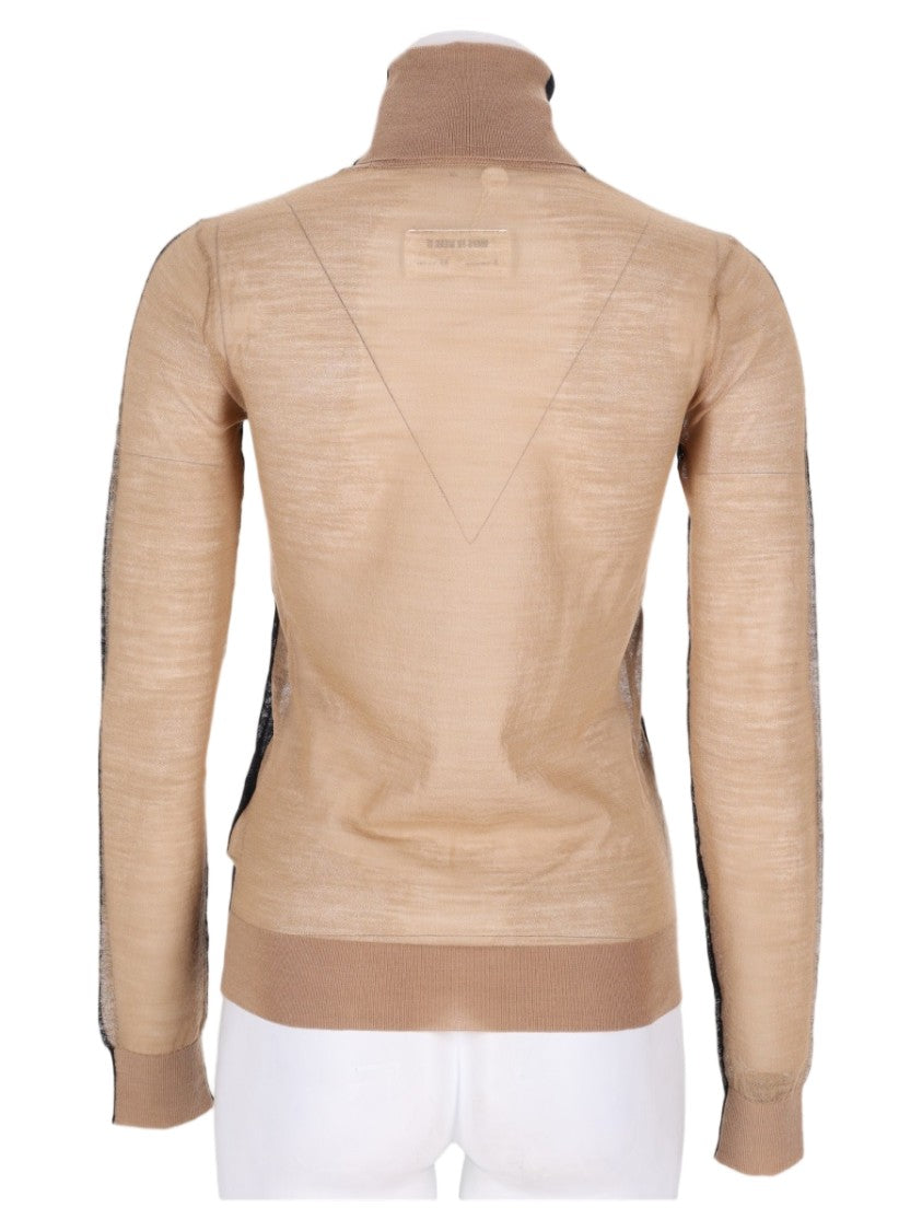 Mm6 By Maison Margiela Lightweight Semi-Sheer Pullover With High Turtleneck And Textured Pattern