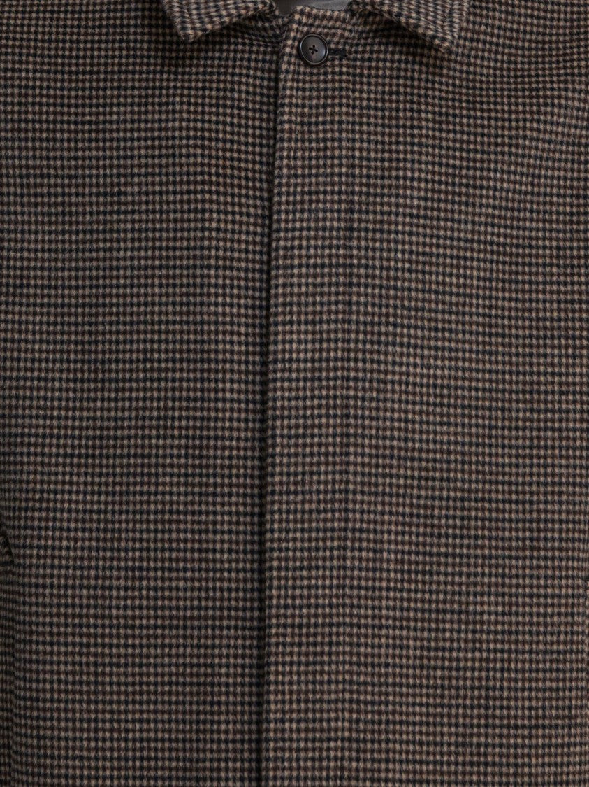 Vince Houndstooth Overshirt Jacket With Concealed Button