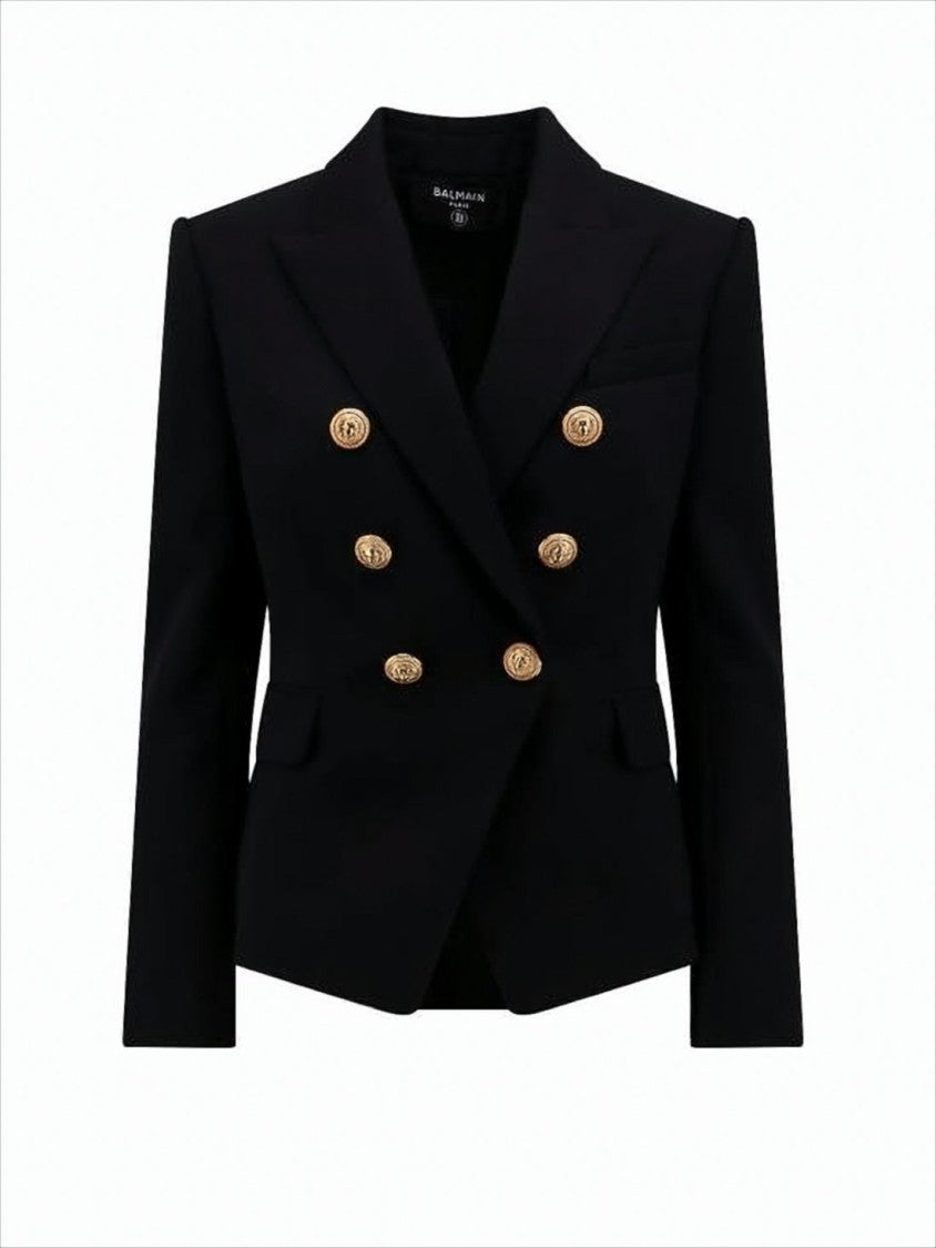 Balmain Double-Breasted Tailored Suit Jacket With Gold Buttons