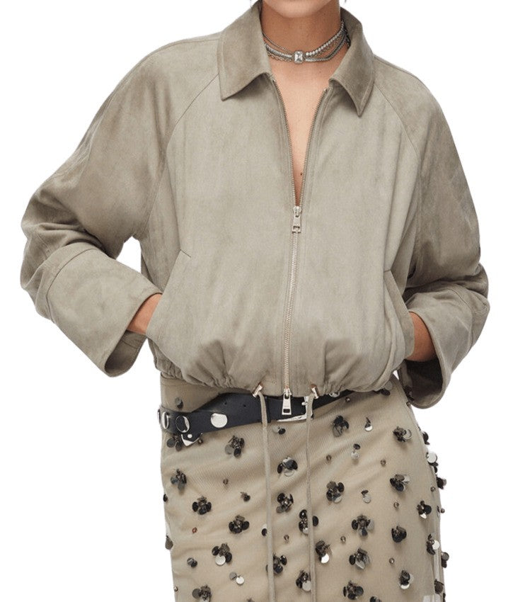 Liu Jo Soft Suede Urban-Chic Jacket With Adjustable Hem