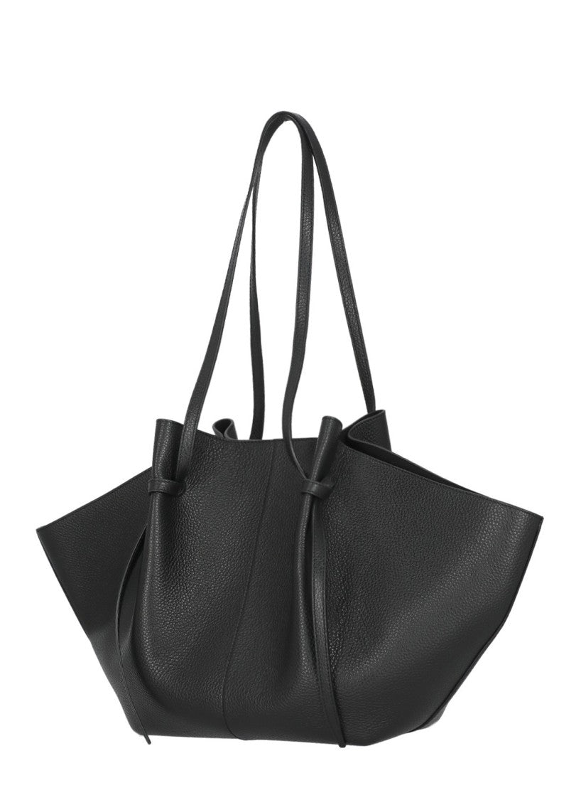 Yuzefi Large Pebbled Leather Tote Bag With Adjustable Handles