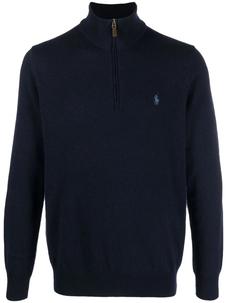 Polo Ralph Lauren Ribbed-Hem Half-Zip Pullover Sweater In Luxurious Wool