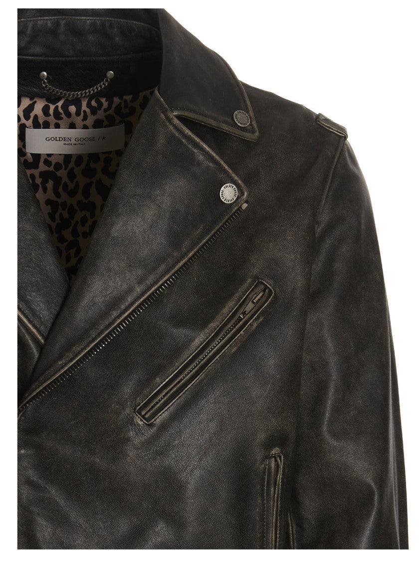 Golden Goose Golden' Nail Leather Jacket