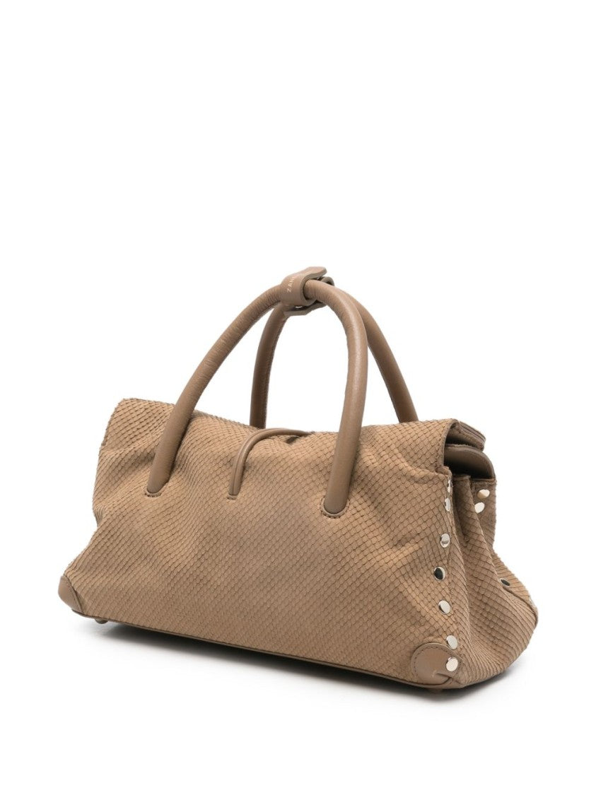 Zanellato Textured Beige Handbag With Turn-Lock Closure