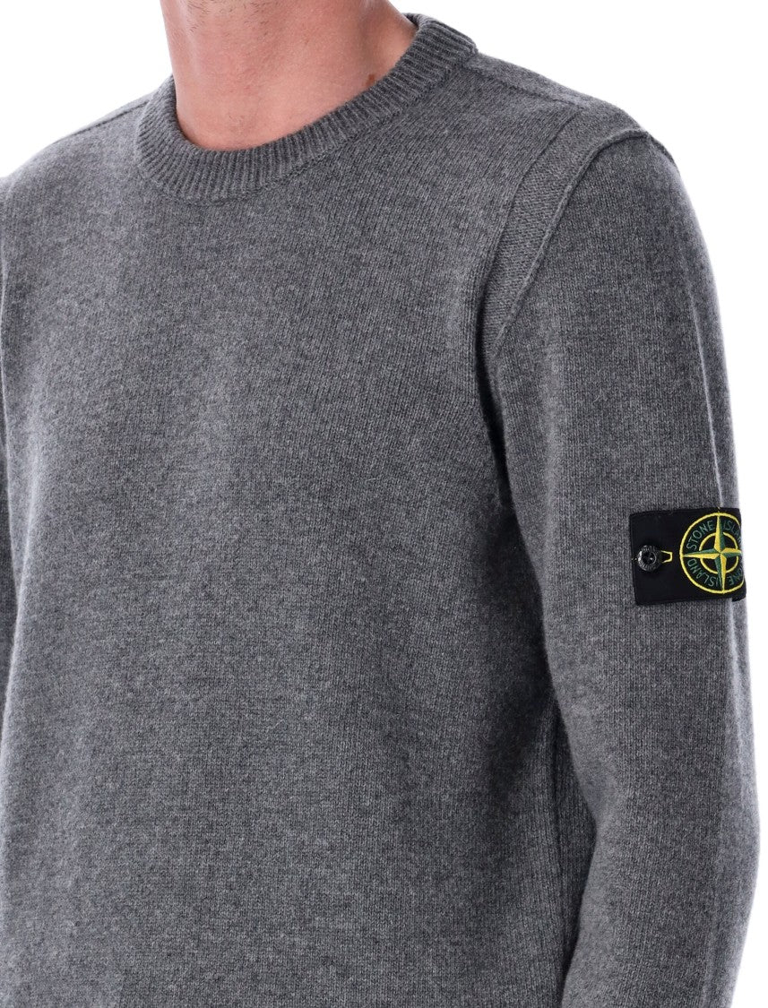 Stone Island Soft Texture Crewneck Jumper With Unique Logo Patch