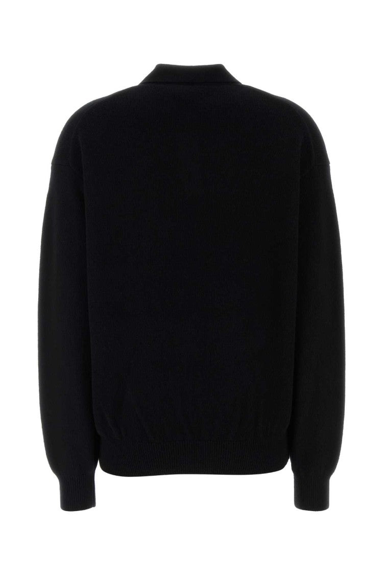 Alexander Wang Black Stretch Wool Blend Polo Shirt