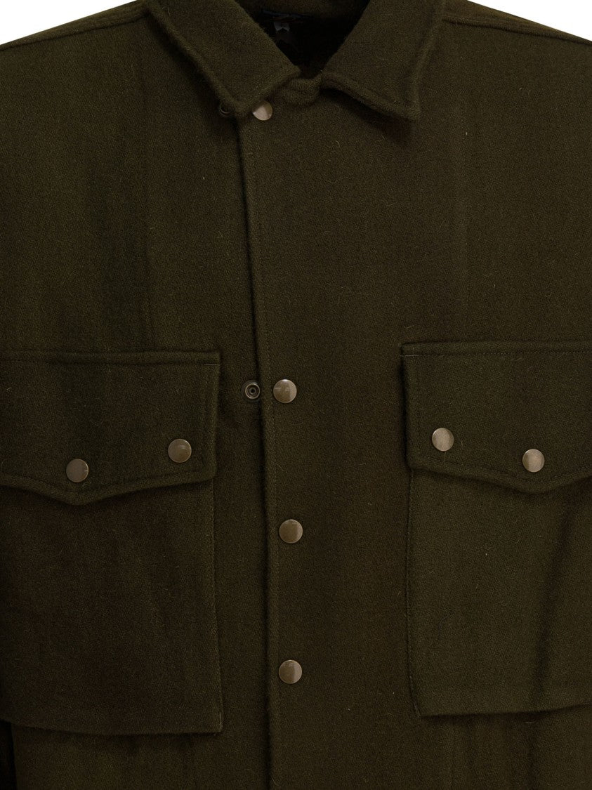Needles Wool Overshirt Jacket With Utility Pockets And Classic Collar