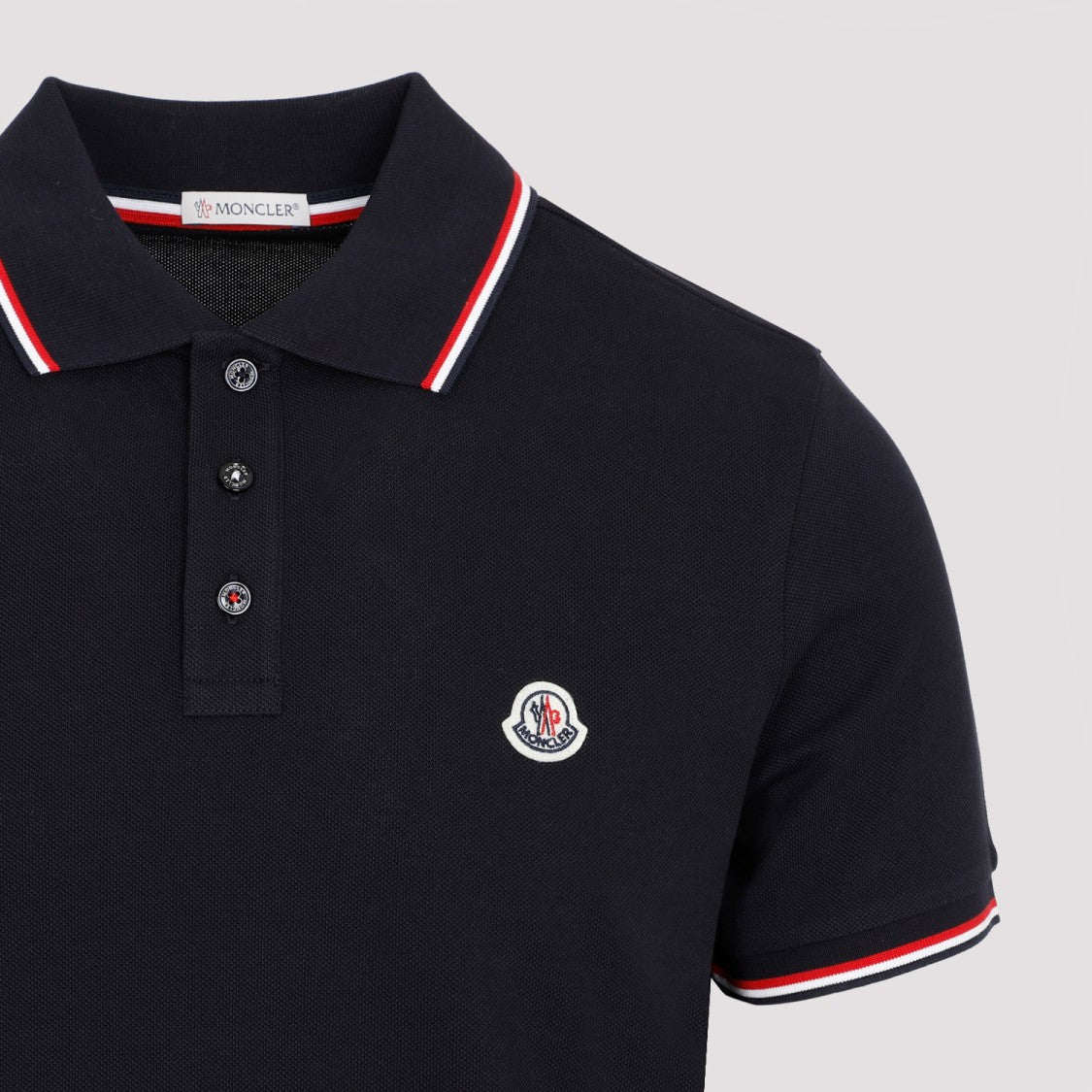 Moncler Cotton Polo T-Shirt With Signature Tri-Color Trim
