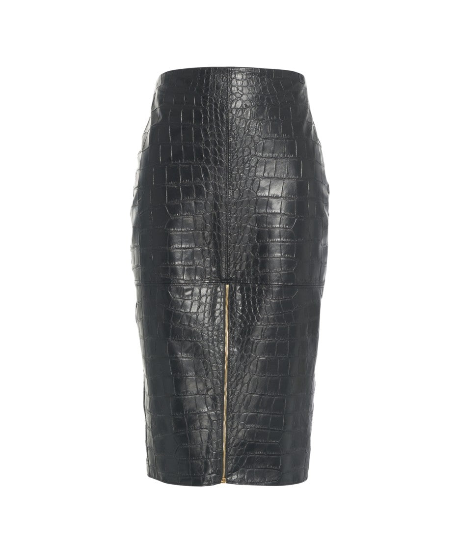 Elisabetta Franchi Crocodile Print Pencil Skirt