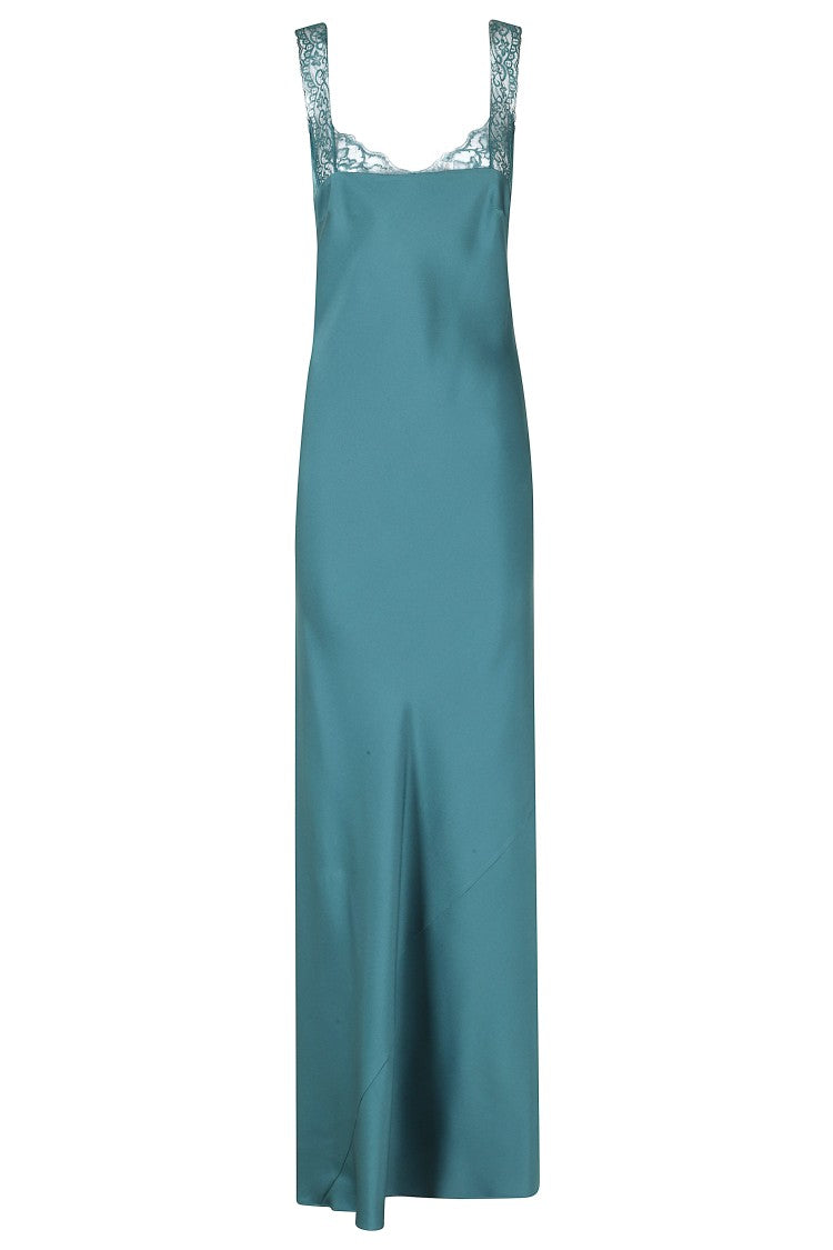 Forte Forte Jade Envers Satin Lace Trim Acetate-Blend Maxi Dress