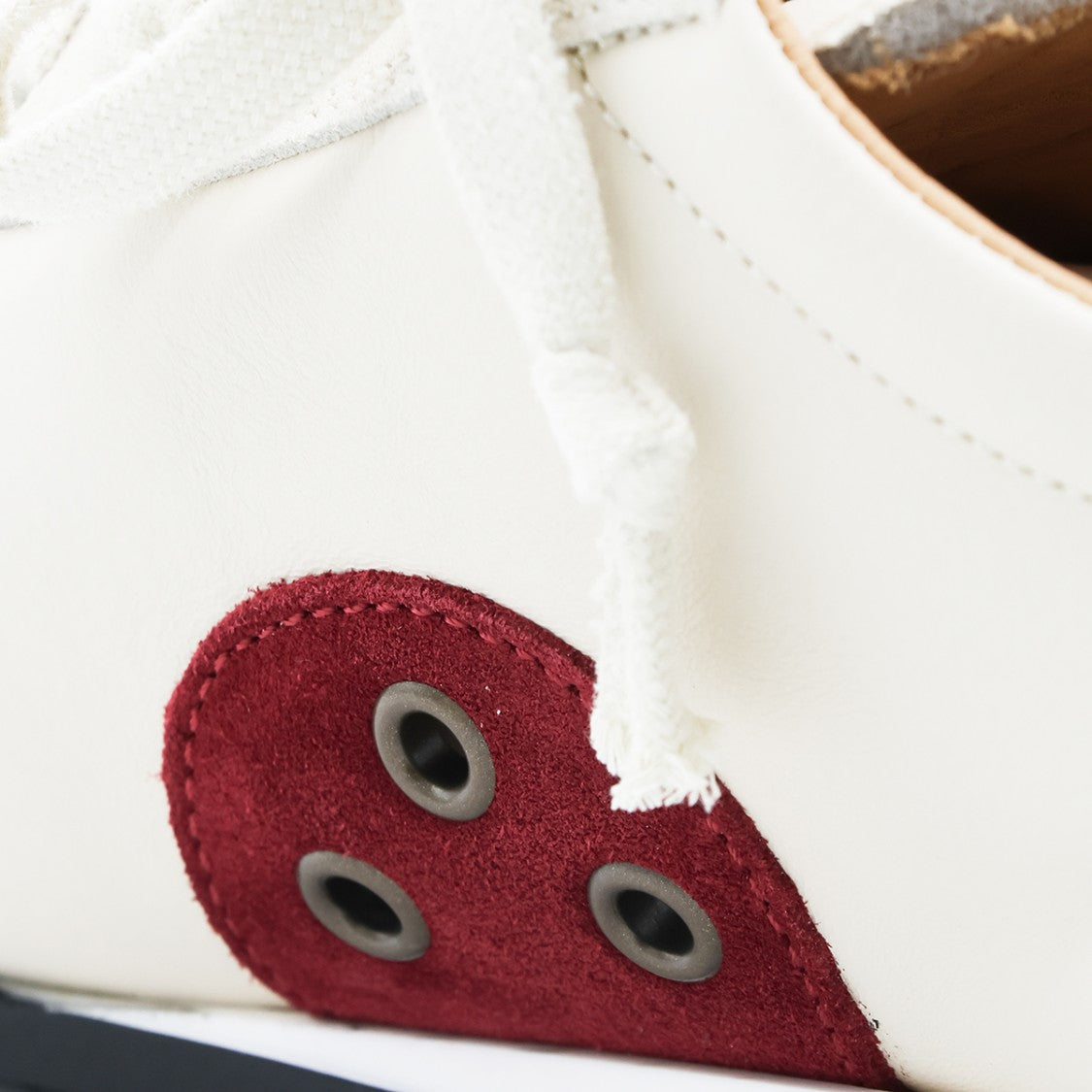 Uma Wang Off-White Leather Suede Inserts Low-Top Sneakers
