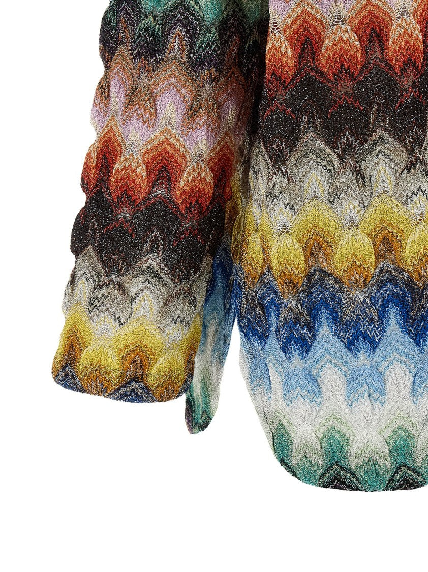 Missoni Lamé Knit Blouse With Raschel Lace
