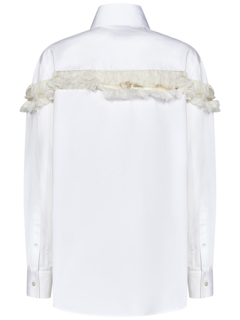 Alexander Mcqueen Optical White Shirt With Chiffon Detailing