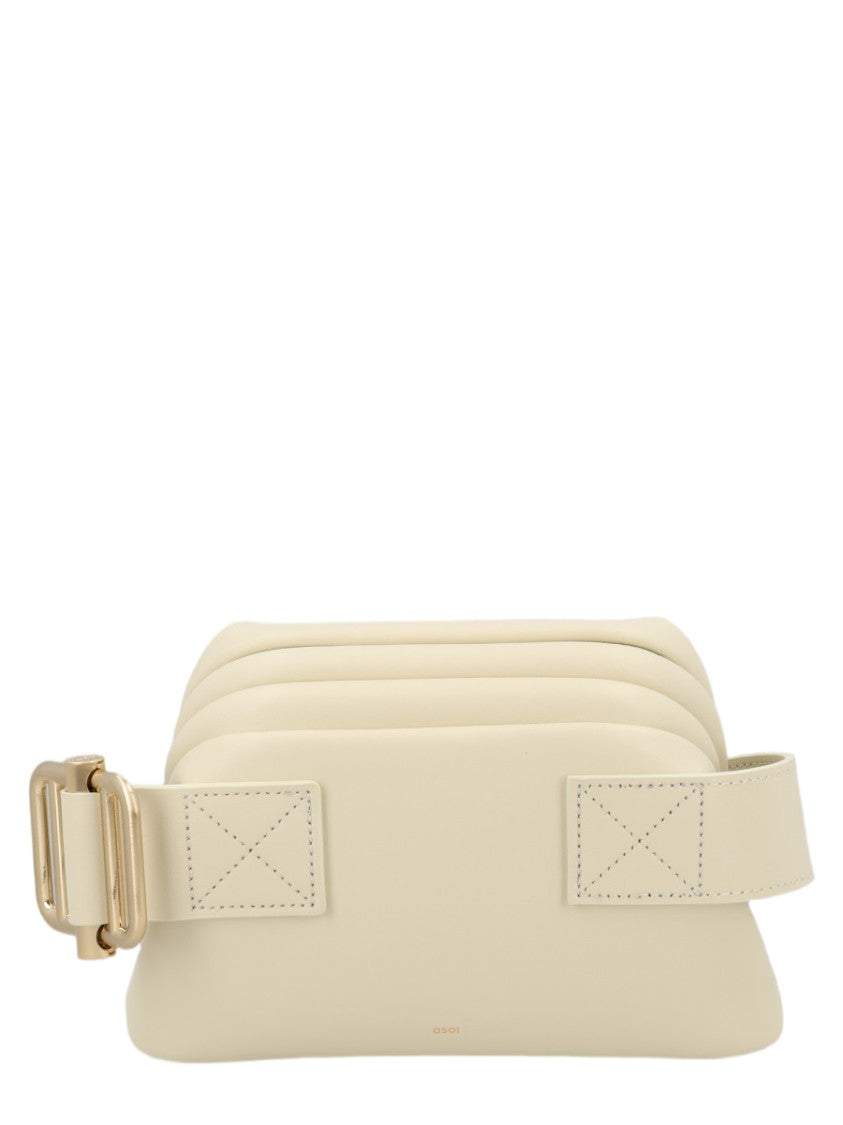Osoi Structured Crossbody Bag In Light Beige Leather With Adjustable Strap