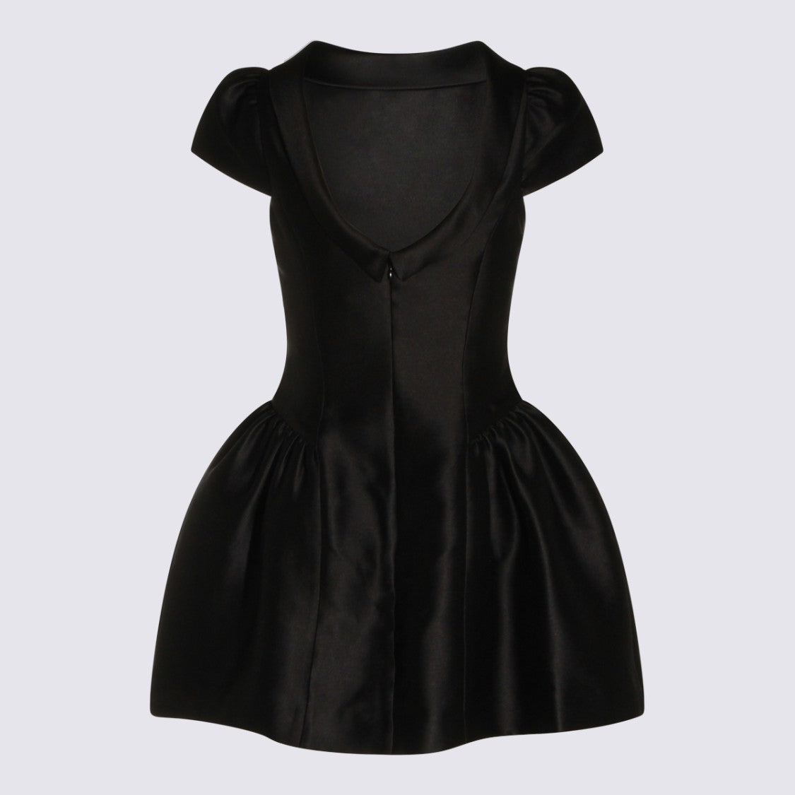 Self-Portrait Structured Black Dress With Puff Sleeves And Gathered Detailing