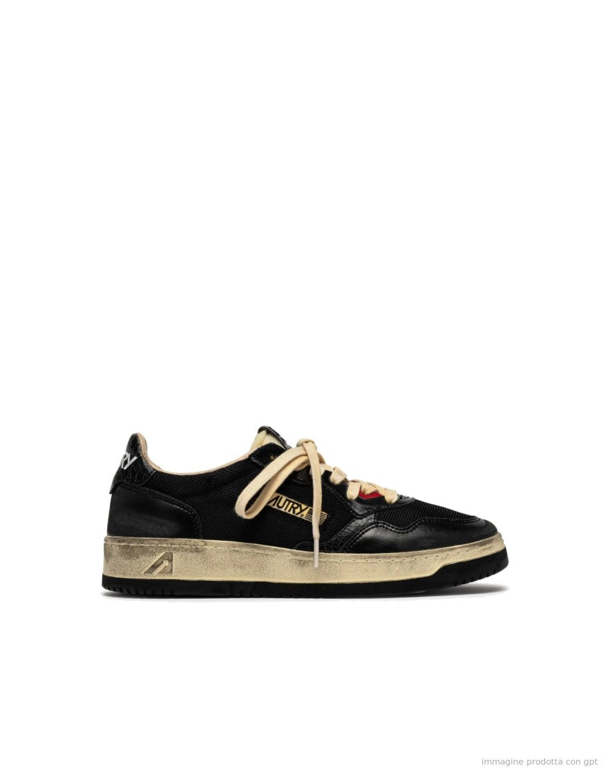 Autry Black Mesh Leather Medalist Sneakers