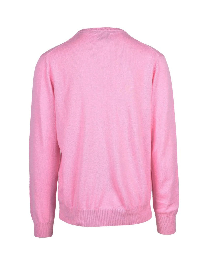 Mc2 Saint Barth Crewneck Sweater In Pastel Pink Merino Wool Blend