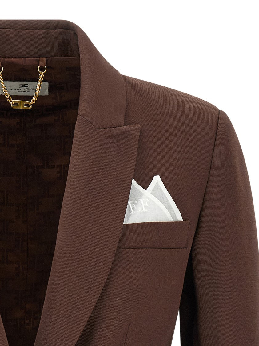 Elisabetta Franchi Single-Breasted Viscose Blend Blazer